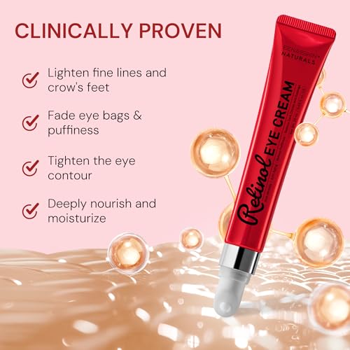 Retinol Eye Cream Anti Aging: Instant Eye Tightener & Wrinkle Repair Moisturizer - Under Eye Bags Treatment for Women - Peptide Eye Serum Reduce Dark Circles & Puffiness, 0.85 fl.oz