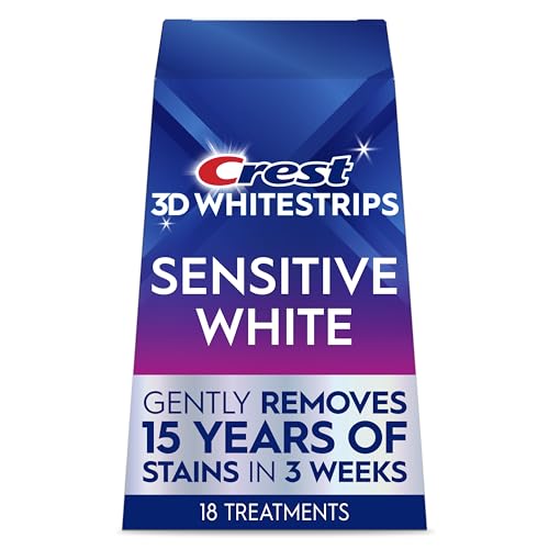 Crest 3D Whitestrips Sensitive White – Teeth Whitening Kit, 18 Treatments, Each with 1 Upper/1Lower, 36 Strips – Crest 3DWhite Teeth Whitening Strips