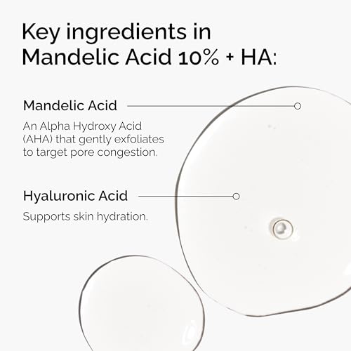 The Ordinary Mandelic Acid 10% + Hyaluronic Acid, Gentle Exfoliating Serum for Clarity and Hydration, 1 Fl Oz