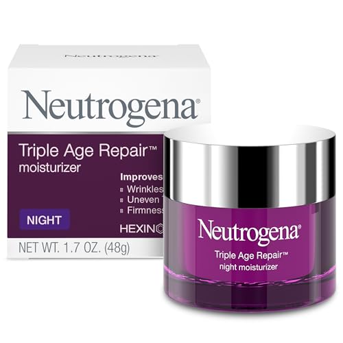 Neutrogena Triple Age Repair Night Face Moisturizer - with Hexinol Technology & Vitamin C, Anti-Wrinkle Face Cream, Visibly Reduces the look Wrinkles & Firms Skin While You Sleep, 1.7 oz