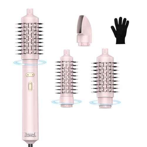 Hair Dryer Brush, 4 in 1 Rotating Round Hot Air Spin Brush Set Negative Ionic Professional Blow Dryer with Detachable Brush(2" & 1.5"), 3 Heats and 2 Speeds Rotating Blow Dryer Brush
