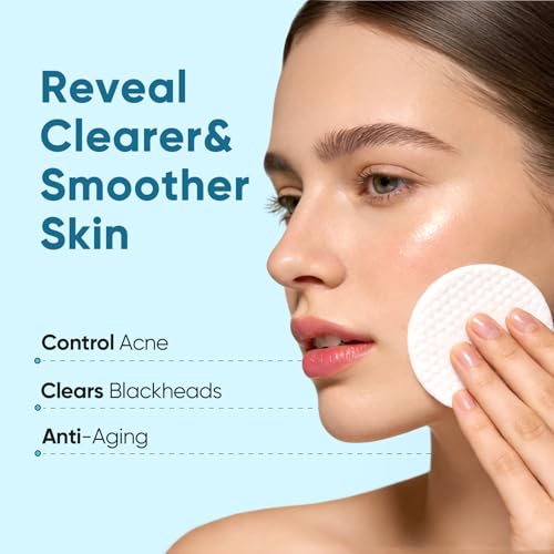 Elvira Glycolic Acid Exfoliating Facial Pads With 10% Glycolic Acid, 2% Salicylic Acid & Niacinamide - 60 Toner Pads, Daily Peel Treatment for Acne Prone Sensitive Skin