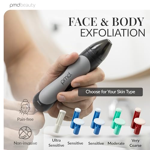 PMD Beauty Personal Microderm Man - At-Home Microdermabrasion Machine with Kit for Face & Body - Exfoliating Crystals and Vacuum Suction for Bold and Striking Skin