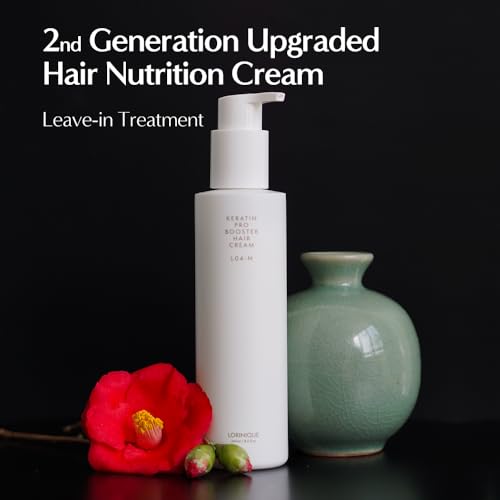 L04-N Keratin Heat Protectant Hair Cream 8.11fl oz | Korean Camellia Oil Leave-In Treatment for Silky & Shiny Hair | Anti-Frizz & Moisturizing Hair Serum