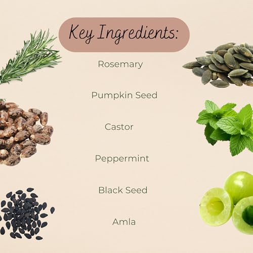 Lia Organics Hair Growth Oil - Organic, Vegan, cruelty free - Rosemary oil, castor oil, pumpkin seed oil, amla oil etc. For thick healthy hair, 1.70 Fl Oz (Pack of 1)