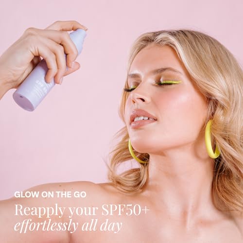 Naked Sundays SPF 50 Hydrating Glow Face Mist – Daily Sunscreen Spray & Makeup Setting Spray with Hyaluronic Acid, Lightweight, Non-Greasy & Hydrating (75ml)