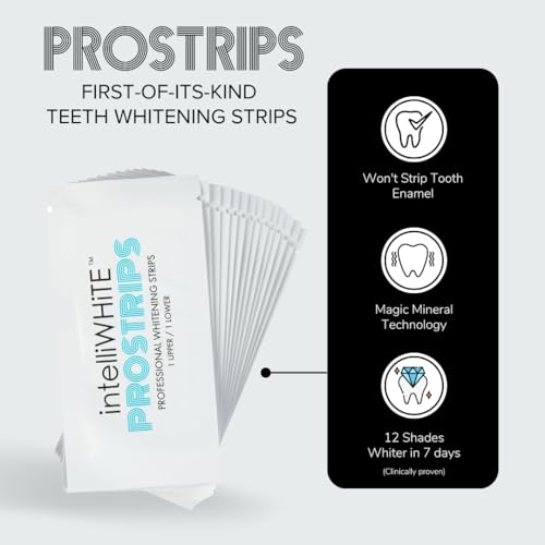 IntelliWHiTE ProStrips Teeth Whitening Strips, Whitens Up to 12 Shades, Enamel-Safe Gentle Remineralizing Formula, Dentist Formulated for Sensitive Teeth, (56pk Mint Flavor)