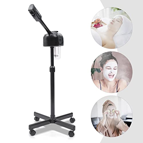 Standing Facial Steamer, Movable Pedicure Steamer Machine with Water Tank and LCD Operation Panel, Portable Face Steamer for Home, Beauty Stores (Black)