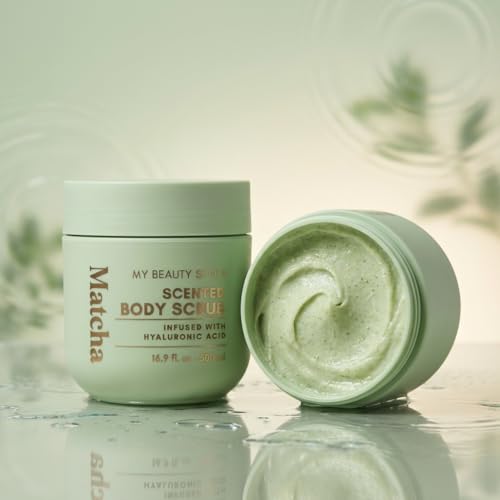 My Beauty Spot Scented Body Scrub for Women - Matcha Scented Body Scrub, Natural Exfoliating Body Scrub, Skin Exfoliator Infused with Hyaluronic Acid, Romoves Dead Skin From Body - Extra Large 500 ml.