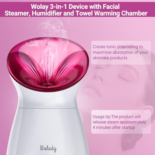 Facial Steamer Large 3-in-1, Towel Warmer & Humidifier Mode, Nano-Ionic Face Steamer with Skin Care Tools, Facial Pores Deep Cleaning, Warm Mist Home Sauna Spa for Women, Birthday Gifts