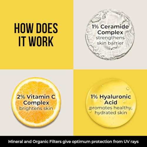 Dr. Sheth's Ceramide & Vitamin C Sunscreen | In-Vivo Tested | SPF 50+ Pa++++ | Healthy Glow | Non-Greasy, Quick-Absorbing | Women & Men | All Skin Types, 30G