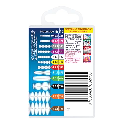 Piksters Interdental Brushes, 40 pk, Size 00, Interdental Tooth Brush for Extremely Tight Gaps, Gum Soft Bristles for Plaque Removal, Safe for Braces