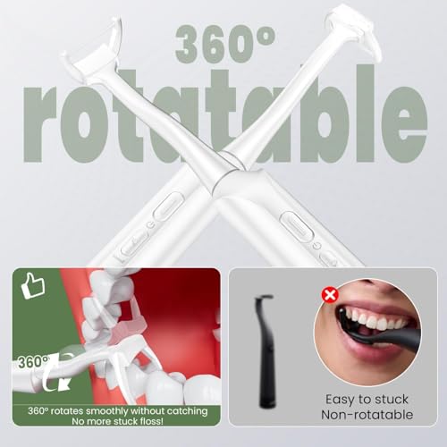 Electric Flosser for Teeth and Adults with 5 Speeds & 54 Refill Heads,Sonic Oscillation Gliding Dental Floss Picks Sensitive Gum Care,Water Flosser Alternative,5X Better Cleaning for Plaque,No Break