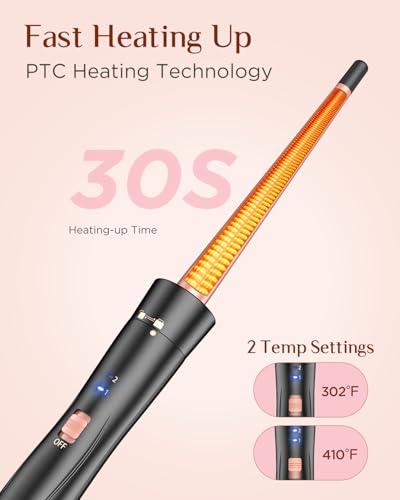 5 in 1 Wand Curling Iron-Kinked Curling Wand Set with Flat Iron Hair Straightener, 3 Barrels Hair Crimper, 3 Ceramic Curling Irons (0.35"-1.25"), 2 Temps Fast Heat Hair Waver Curler with Glove & Clip