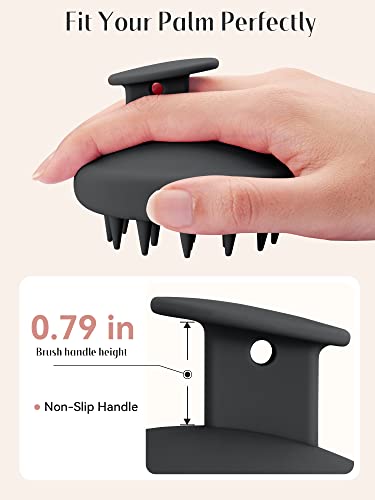 HEETA Scalp Massager Hair Growth, Scalp Scrubber with Soft Bristles, Integrated Silicone Design, Exfoliator for Dandruff Removal & Relaxation, Shampoo Brush Fit Wet Dry Hair Use, Black