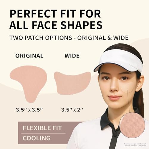 Sun Patch, Under Eye UV Protection for Golf, Hiking, Driving, Outdoor Sports | Cooling Sunblock Patches, Scar & Sun Damage Protection (2 Pack (Purple))