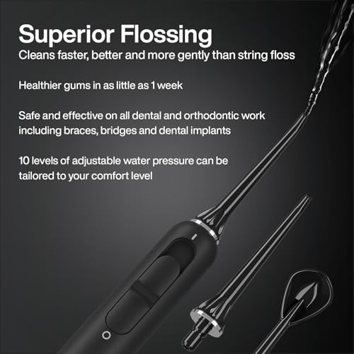 AquaSonic Home Dental Center PRO – Brushing & Flossing Made Easy – Brush & Floss – Power Toothbrush & Water Flosser – Whiter Teeth & Healthier Gums – Black Series Pro+Oral Irrigator