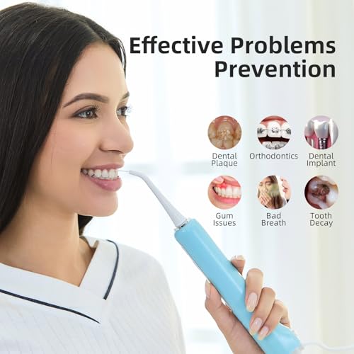 Professional Flossing Electric Toothbrush with Water Flosser, Water Flossers for Teeth 2 in 1 Toothbrush and Water Flosser Combo, Sonic Electric Toothbrush Cordless Flossing Brush (Blue)