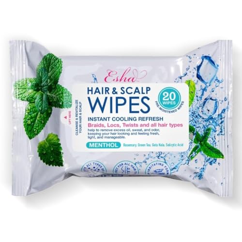 ESHA Hair & Scalp Wipes: Instant Cooling Refresh for Braids, Locs, Twists & All Hair Types - Stay Cool, Stylish, and Confident