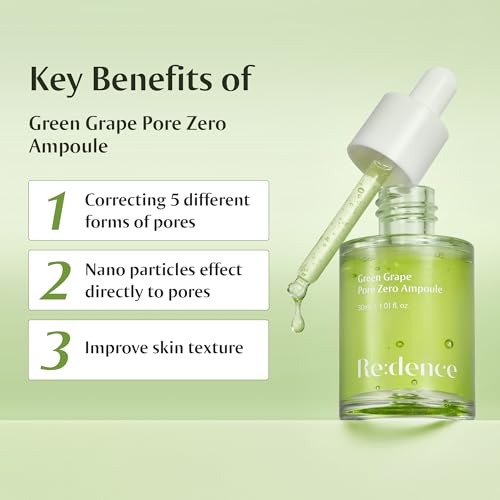 [Redence] 50% Green Grape Water Pore Zero Ampoule 1.01fl.oz/30ml Instant Pore Minimizer & Oil Control For Enlarged Pores & Uneven Texture