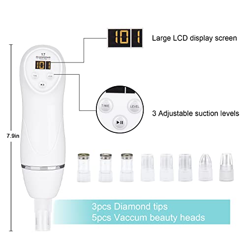 Diamond Microdermabrasion Machine Professional Blackhead Remover Vacuum Upgraded Facial Pore Cleaner Electric USB with 8 Probes Blackhead Remover Skincare Tool