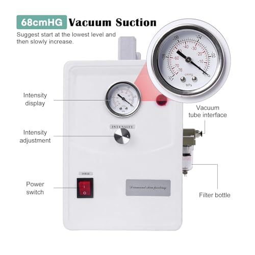 Professional Diamond Micro-dermabrasion Machine, Yofuly Diamond Micro-dermabrasion Dermabrasion Equipment Facial Peeling Spa(0-68cmHg)