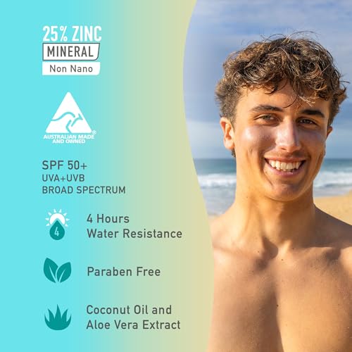 Sun Zapper Zinc Oxide Mineral Sunscreen Stick – SPF 50+ Water Resistant – Light Skin Tone (Bronze/Tan) – 12g (0.42 Oz) – For Face & Body – Adults & Kids – Made in Australia
