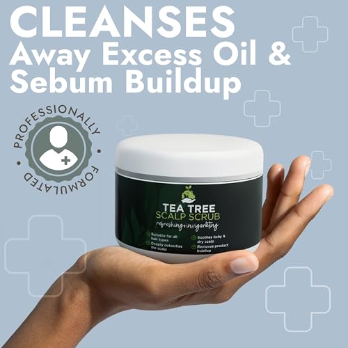 Tea Tree Scalp Scrub | Itchy & Dry Scalp Care with Tea Tree Oil, Quartz Powder & Sea Salt | Gently Exfoliates, Helps Reduce Flakes, Supports Healthy Hair Growth & Scalp Balance