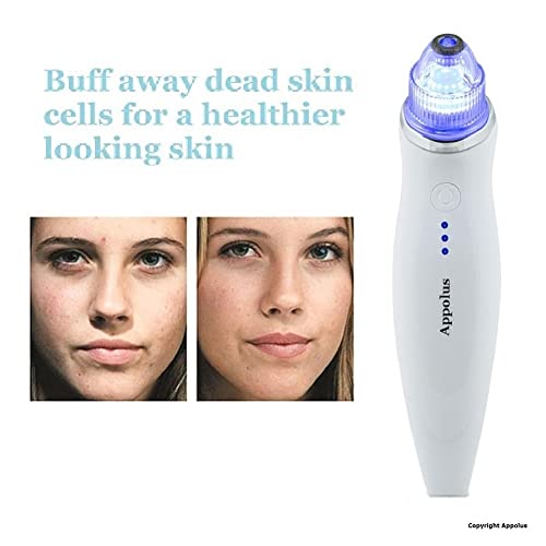 Microdermabrasion Machine - Appolus Premium Diamond Microdermabrasion Device Tool - 2 Diamond Tips - 5 Heads - Blackhead Blemishes Remover - Pores Fine Lines Minimizer