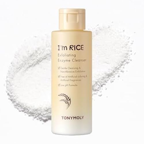 TONYMOLY I’m Rice Exfoliating Enzyme Cleanser – Rice Powder Face Wash & Papaya Enzyme Scrub, Gentle AHA Brightening Mask for Smooth Radiant Skin, 50g