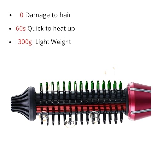 Mini Collaspe Hair Curler, Tangle-Free Curling Iron Brush and Volumizer, 1 inch Dual Voltage Travel-Friendly Tourmaline Ceramic Ionic Brush Styling Wand（Don't Blow Air