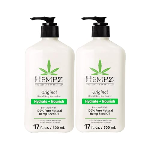 Hempz Original, Natural Hemp Seed Oil Body Moisturizer with Shea Butter & Ginseng, Pure Herbal Skin Lotion for Dryness, Nourishing Vegan Cream, Floral and Banana, 17 Fl Oz, 2 Pack