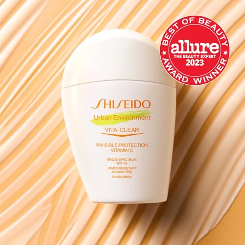 Shiseido Urban Environment Vita-Clear Sunscreen SPF 42 - Invisible Formula with Vitamin C - No-Shine, Makeup Effect for 8 Hours - Non-Comedogenic - 30 mL