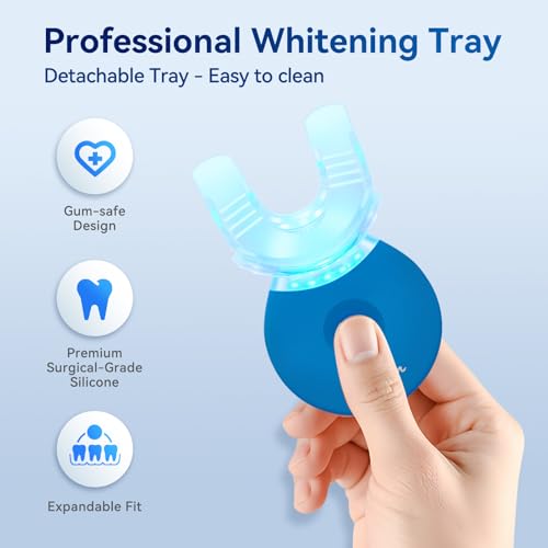 Teeth Whitening Kit, LED Accelerator Light, 3 Carbamide Peroxide Whitening Gel, Dental-Grade Whitening at Home