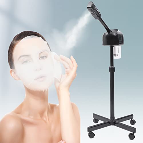 Professional Facial Steamers, Hot Ozone Face Steamer for Facial, Standing Facial Steamer on Wheels, Esthetician Steamer for Salon Beauty and Spa with LCD Operator Panel