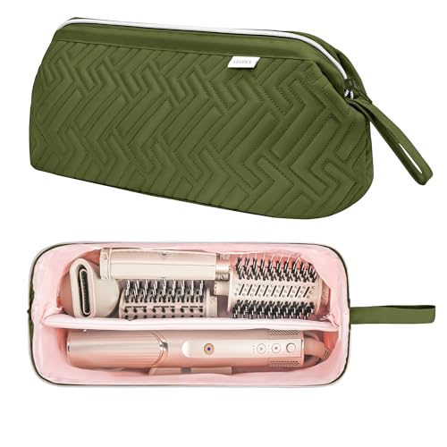 Leudes Hair Tools Travel Bag for Shark Flexstyle Carrying Case Portable Shark Hair Air Wrap Dryer Case Waterproof Dustproof Flat Curling Iron Travel Organizer (Army Green)