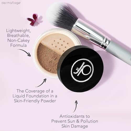 Dermaflage Mineral Powder Sunscreen for Sensitive Skin - Full Coverage, Conceals Acne Scars & Discoloration, Made in the Shade, 7g/0.25 oz - Dark