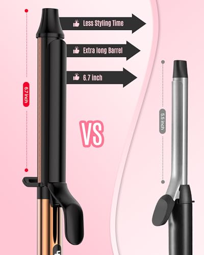 Mescomb 1.25 inch Long Barrel Curling Iron 1 1/4 inch with 8 Heat Settings, 10-Minute Curls, Ceramic Curling Iron, 30s Fast-Heating, Beach Waver/Volumized/, 110-240V for Travel, 60 Mins Auto Off