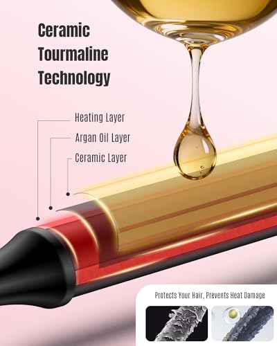 Mescomb 1.25 inch Long Barrel Curling Iron 1 1/4 inch with 8 Heat Settings, 10-Minute Curls, Ceramic Curling Iron, 30s Fast-Heating, Beach Waver/Volumized/, 110-240V for Travel, 60 Mins Auto Off