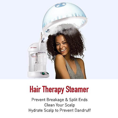 Red Pro Hair Therapy 2-in-1 Hair Steamer & Facial Steamer for Hydration Deep Cleaning, Designed for Personal Care at Home or Spa & Salon, Moisturize Hair 6x More Effectively