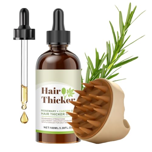 Organic Rosemary & Castor Hair Growth Oil + Scalp Massager Set, Hair & Scalp Care Oil, Lightweight Moisturizing Formula for for Dry, Damaged & Split End 1pc