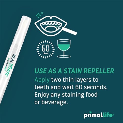 Primal Life Organics Real White Teeth Whitening Pens, All-Natural, Peroxide-Free, Sensitivity-Free, 3 Pack