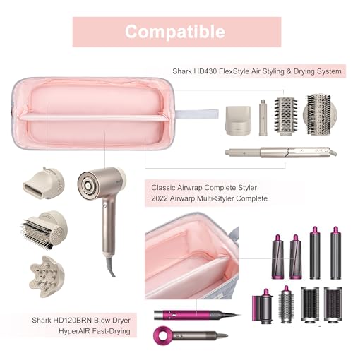 Leudes Hair Tools Travel Bag for Shark Flexstyle Carrying Case Portable Shark Hair Air Wrap Dryer Case Waterproof Dustproof Flat Curling Iron Travel Organizer (Light Gray)