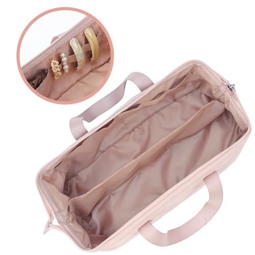 NISHEL Hair Tools Travel Carrying Bag, Portable Hair Air Wrap Dryer Case, Hair Dryer/Curling Iron/Airstraight Attachment Organizer, Pink