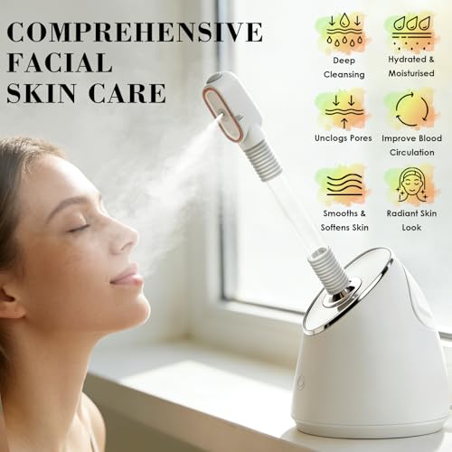Facial Steamer Spa Kit, Nano Ionic Face Steamer for Deep Cleaning Unclogs Pores, Warm Mist Humidifier Steamer for Face Home Sauna SPA, Self Care Valentines Day Gifts for Women
