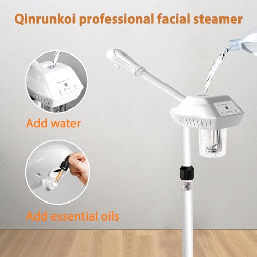 Professional Facial Steamer, Ozone Spa Face Steamer on Wheels, Adjustable Height and Angle,Estheticians Steamer More Steam,Hot Mist Facial Humidifier Atomizer for Spa Beauty, Home Use