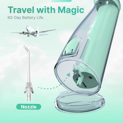 Water Flosser for Teeth, Cordless Oral Irrigator Portable Dental Cleaner Picks with 8 DIY Modes 7 Jets 300ml Tank Braces Flossers Rechargeable (Green)