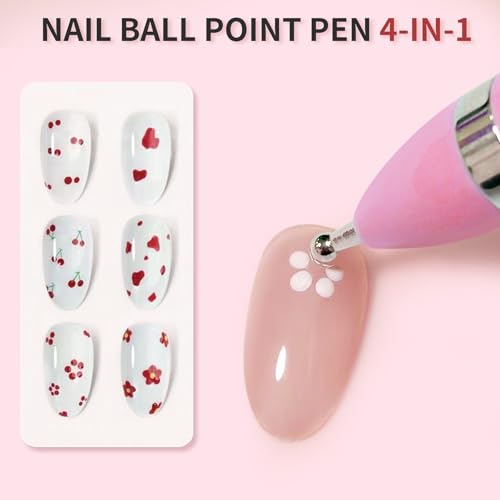 HJ Nail Dotting Pen Ballpoint Design Nail Art Kit with Tip Dot Paint, Pink