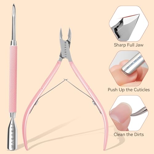 Makartt Cuticle Remover Kit - Nail Care Kit with Cuticle Oil Pen, Cuticle Trimmer, Nail File & 120ml Cuticle Remover Liquid, Nail Manicure Kit for Cuticle Softener & Moisturize