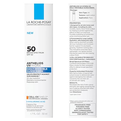 La Roche Posay Anthelios UV Sunscreen SPF 50, Daily Sunscreen for Face in 3 Formulas, UV Tone with Niacinamide, UV Hydra with Hyaluronic Acid, UV Clear with Azelaic Acid, Broad Spectrum Invisible SPF